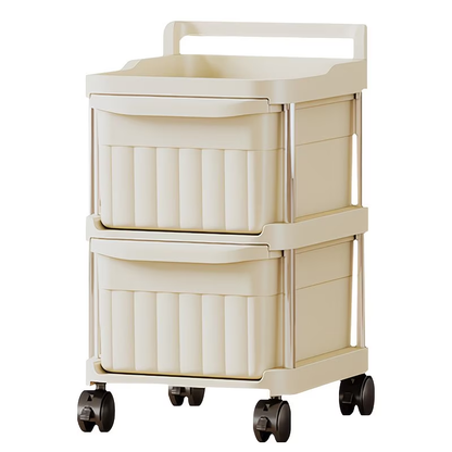 2-Tier Rolling Drawer Storage Cart with Wheels