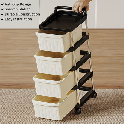 2-Tier Rolling Drawer Storage Cart with Wheels