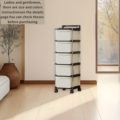 2-Tier Rolling Drawer Storage Cart with Wheels